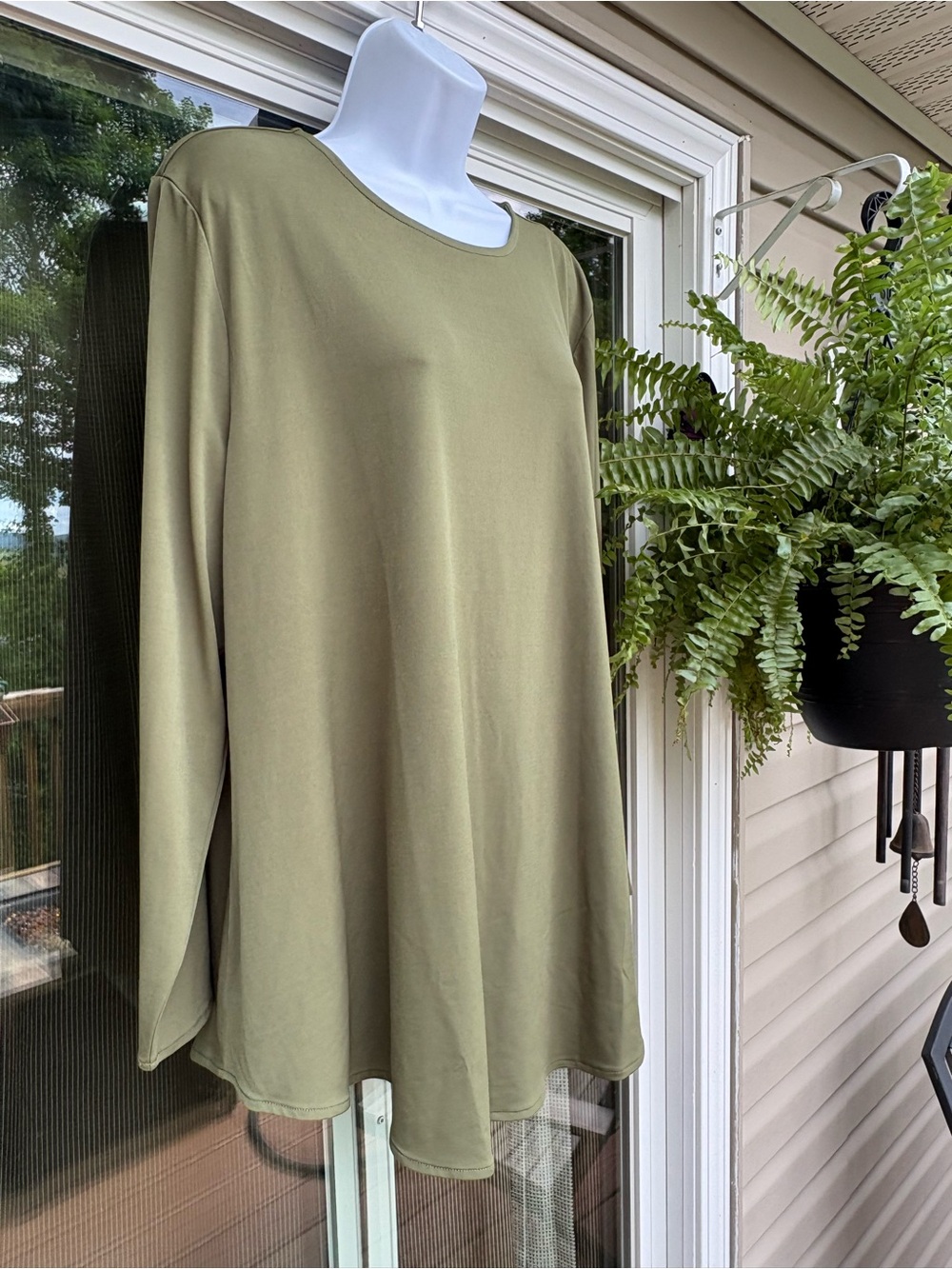 Alfani Long Length Fern Green Tunic Blouse XL